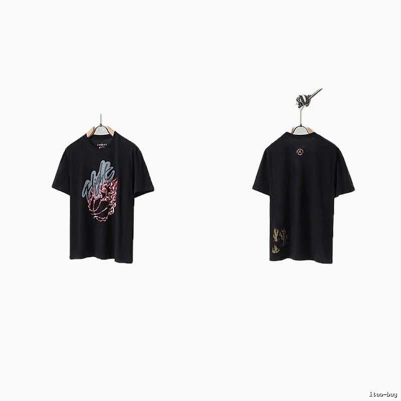 Travis Scott x Air Jordan Graffiti-style Black Short-sleeve T-shirt