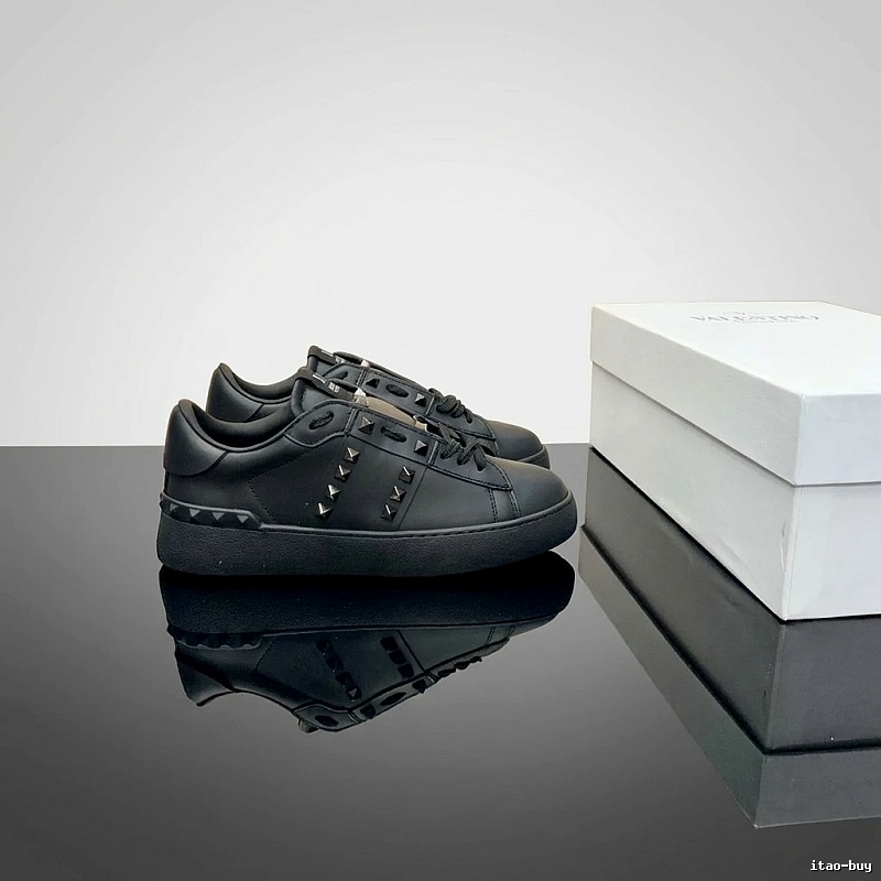 Valentino Rivet Punk Style Black Shoes