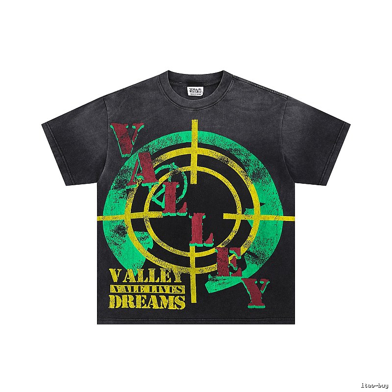 Valley Vintage Bullseye Print Charcoal Black T-Shirt