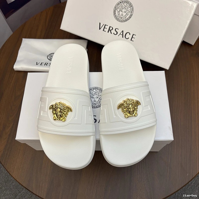 Versace Medusa Luxury Style White Slides