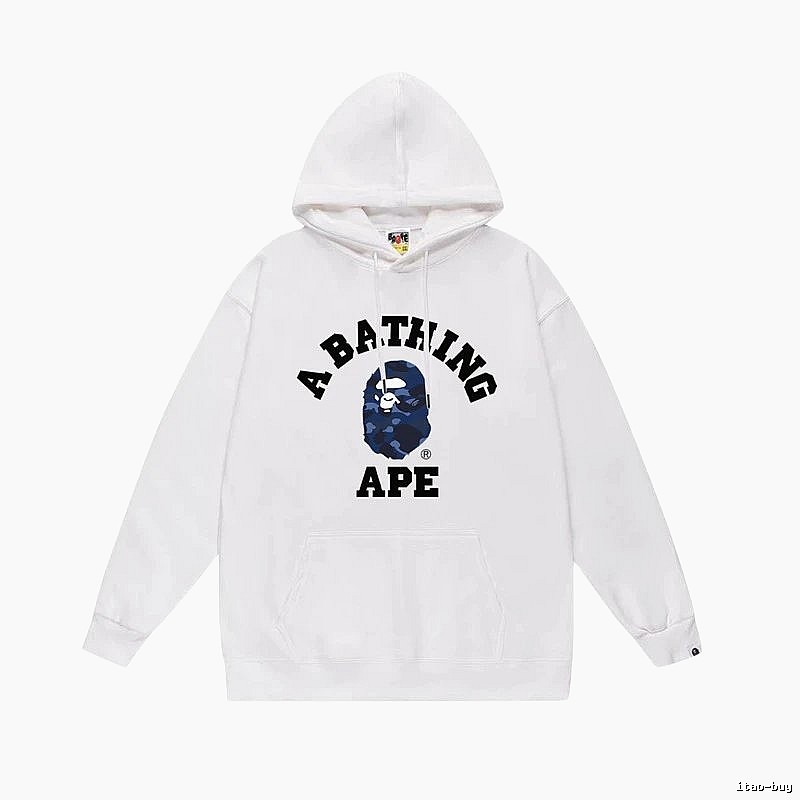 White hoodie with Bape Ape Head print