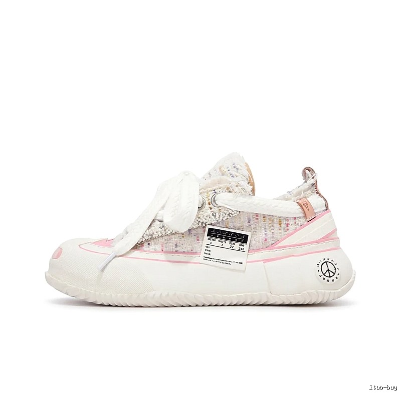 Xvessel Tweed Pink and White Sneakers