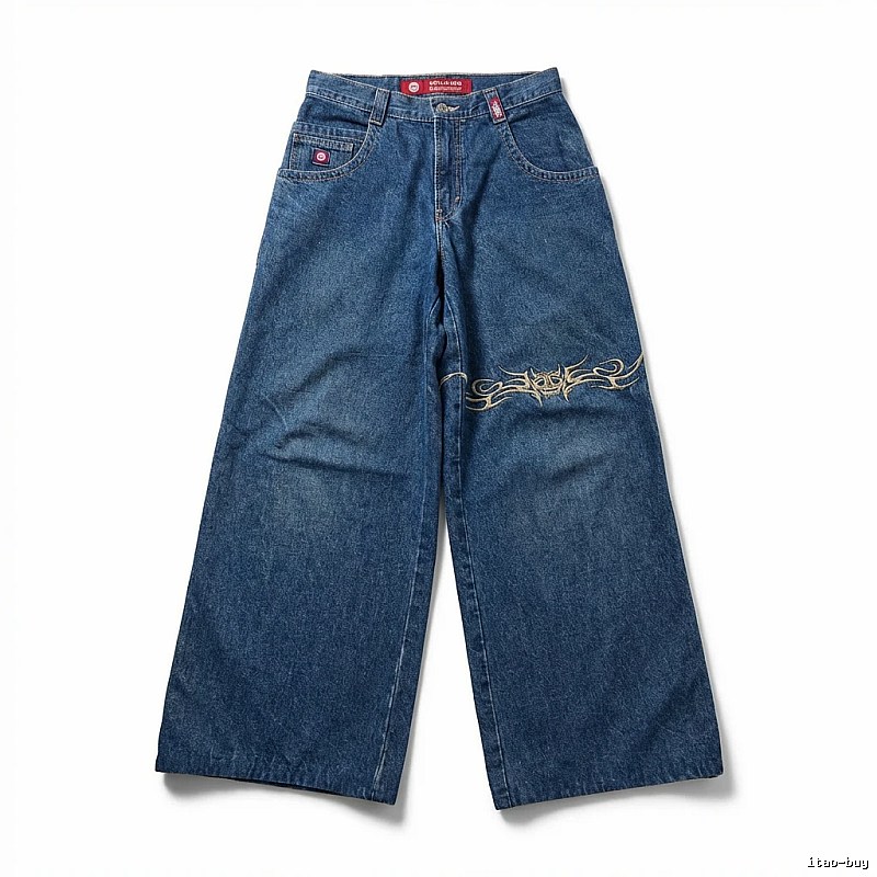 Y2K-style wide-leg jeans